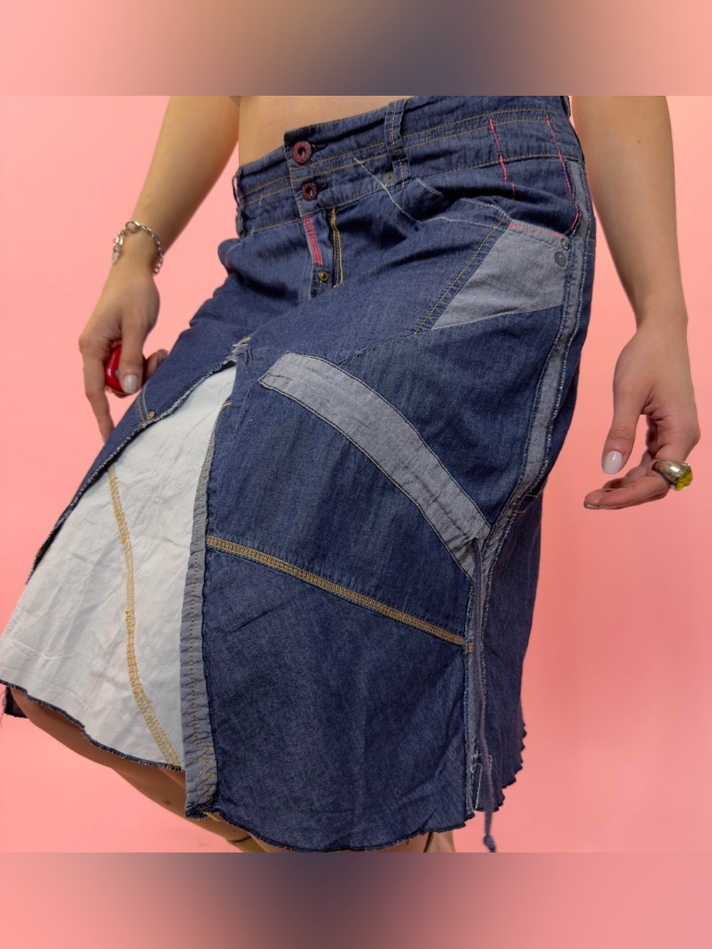 VTG Firetrap Y2K Denim Patchwork
Asymmetric Utility Skirt Indie- Size 29/M EUC